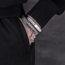 Load image into Gallery viewer, 3 EN 1 PULSERA ACERO INOXIDABLE CON PADRE NUESTRO PARA HOMBRE