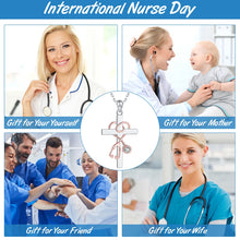 Load image into Gallery viewer, CRUZ CON ESTETOSCOPIO DE PLATA925 Y ZIRCONIA