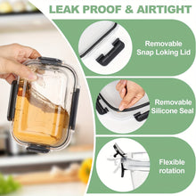 Load image into Gallery viewer, PAQUETE DE 12 PCS RECIPIENTES DE VIDRIO PARA ALMACENAR COMIDA
