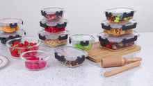 Load image into Gallery viewer, PAQUETE DE 12 PCS RECIPIENTES DE VIDRIO PARA ALMACENAR COMIDA
