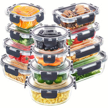 Load image into Gallery viewer, PAQUETE DE 12 PCS RECIPIENTES DE VIDRIO PARA ALMACENAR COMIDA
