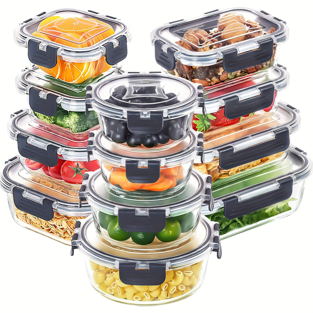 PAQUETE DE 12 PCS RECIPIENTES DE VIDRIO PARA ALMACENAR COMIDA