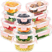 Load image into Gallery viewer, PAQUETE DE 12 PCS RECIPIENTES DE VIDRIO PARA ALMACENAR COMIDA
