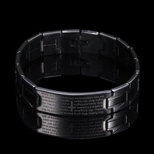 Load image into Gallery viewer, BRAZALETE CON PADRE NUESTRO DE ACERO INOXIDABLE
