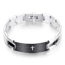 Load image into Gallery viewer, BRAZALETE CON PADRE NUESTRO DE ACERO INOXIDABLE

