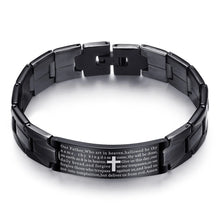 Load image into Gallery viewer, BRAZALETE CON PADRE NUESTRO DE ACERO INOXIDABLE
