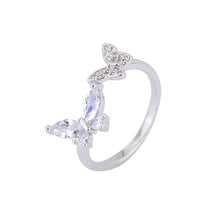 Load image into Gallery viewer, ANILLO PLATA 925 CON MARIPOSAS ZIRCÓN
