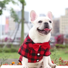 Load image into Gallery viewer, CAMISA DE CUADROS CON PAJARITA PARA MASCOTA
