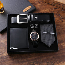 Load image into Gallery viewer, CAJA REGALO PARA HOMBRE RELOJ,GEMELOS,CINTURÓN ,CARTE Y CORBATA
