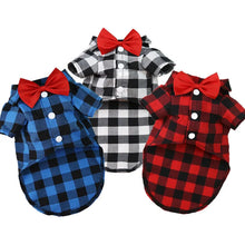 Load image into Gallery viewer, CAMISA DE CUADROS CON PAJARITA PARA MASCOTA
