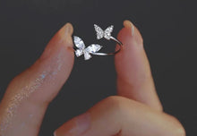 Load image into Gallery viewer, ANILLO PLATA 925 CON MARIPOSAS ZIRCÓN

